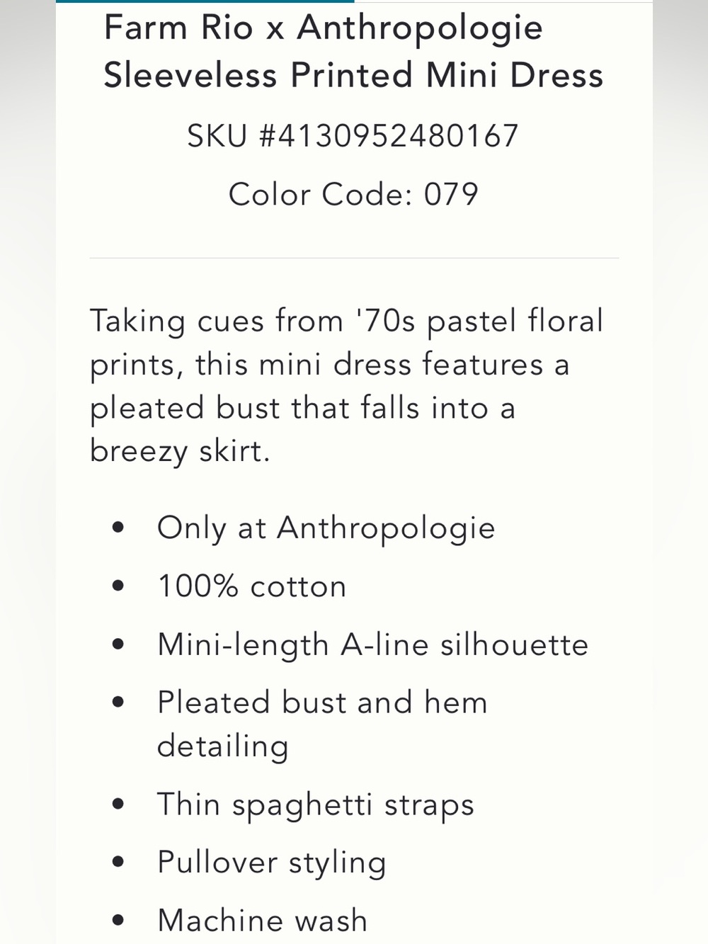 NWT Anthropologie Farm Rio Sleeveless Printed Mini Dress Size XL - Picture 14 of 15